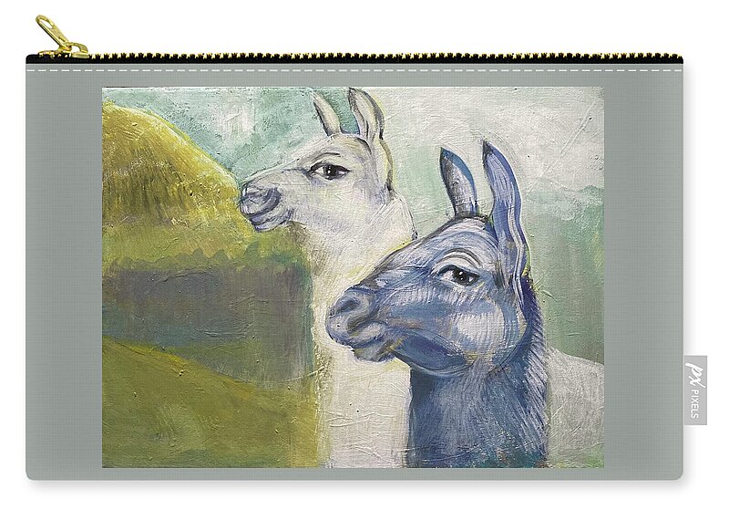Alpaca Zip Pouch featuring the painting Alpaca and Llama, Andes, Ecuador by Suzanne Giuriati Cerny