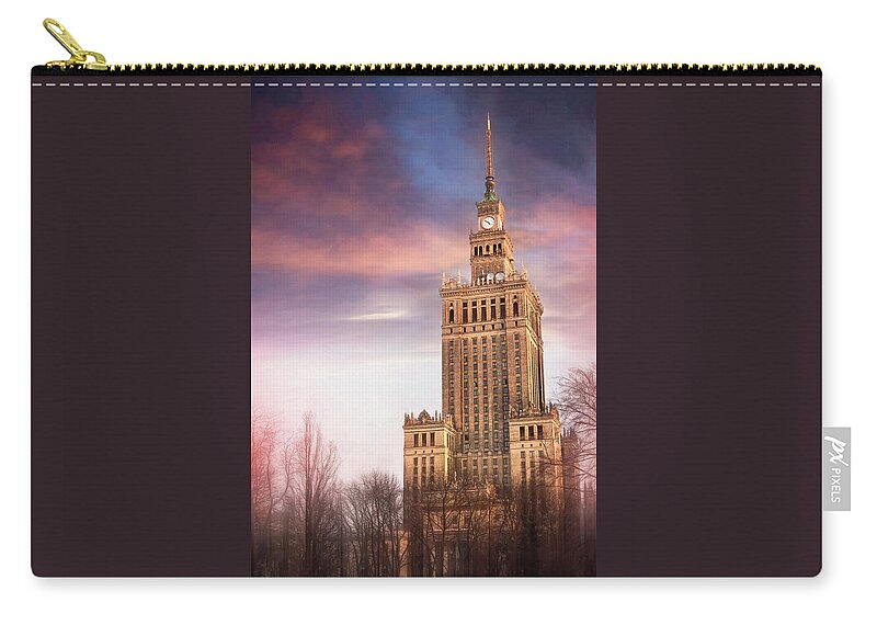 Warsaw Zip Pouch featuring the photograph Palace of Culture and Science Warsaw Poland by Carol Japp