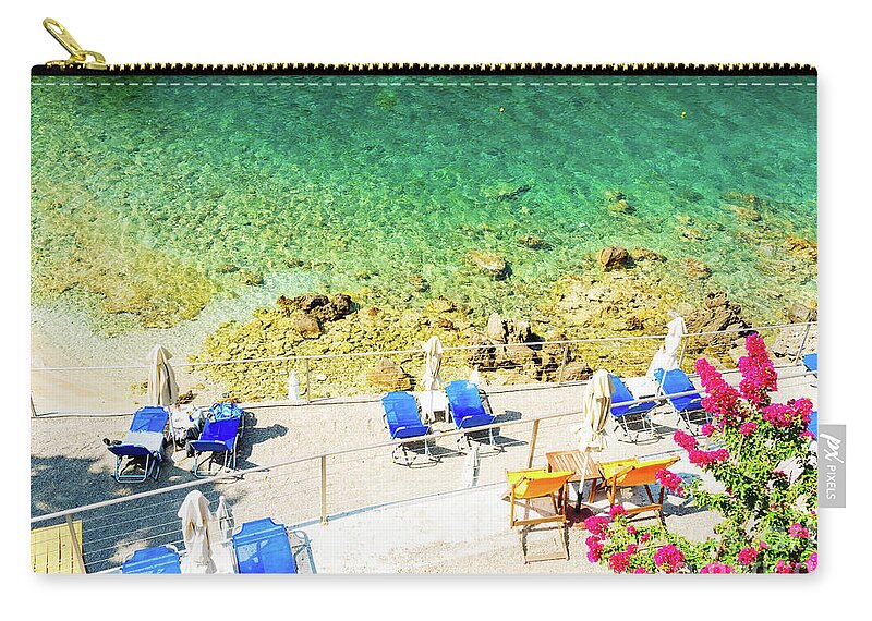 Korfu Carry-all Pouch featuring the photograph Paleokastritsa beach on Korfu by Anastasy Yarmolovich