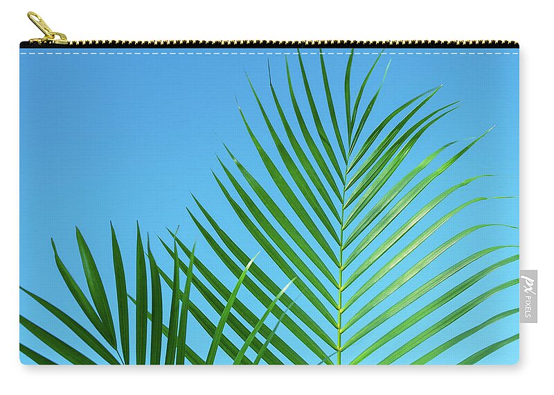 Palm Zip Pouch featuring the photograph Palm Fronds Tropical Blue by Laura Fasulo