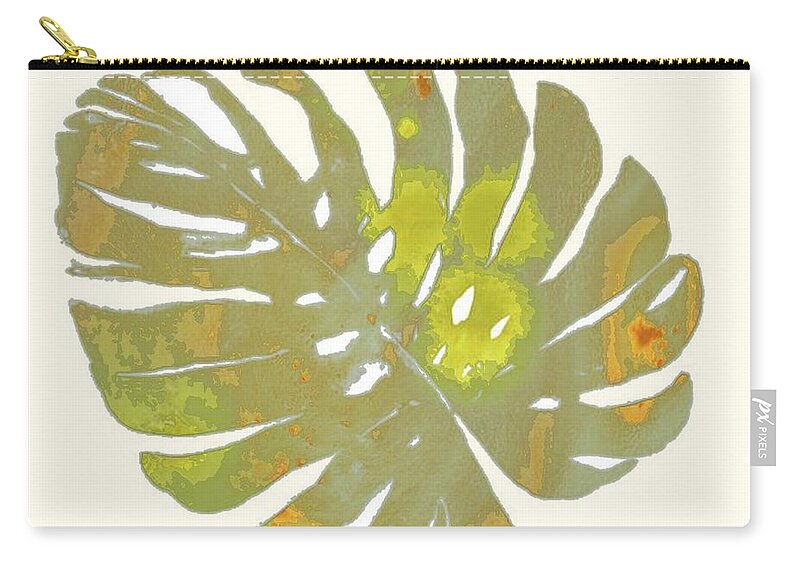 Palm Zip Pouch featuring the painting Palm leaf - abstract by Vesna Antic