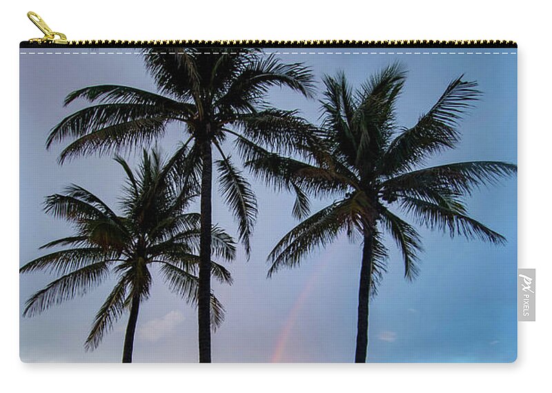 Rainbow Zip Pouch featuring the photograph Palm Tree Rainbow, South Beach, Miami, Florida by Beachtown Views