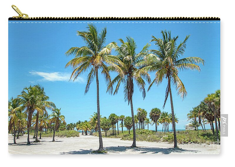 Palm Zip Pouch featuring the photograph Palm Trees at Crandon Park Beach in Key Biscayne Florida by Beachtown Views