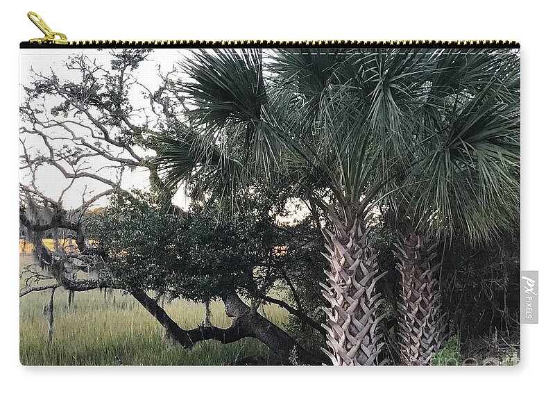 Trees Zip Pouch featuring the photograph Palm Trees at the Marsh by Catherine Wilson