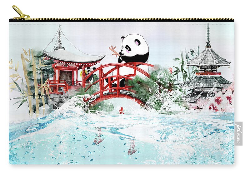  Zip Pouch featuring the digital art Panda City by Jean M Nelson