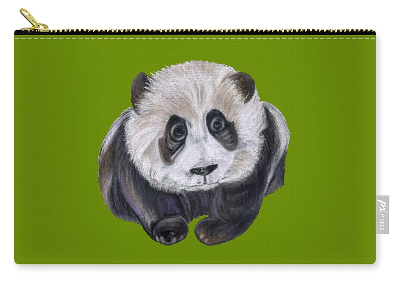 Panda Zip Pouch featuring the drawing Panda by Maria Sibireva