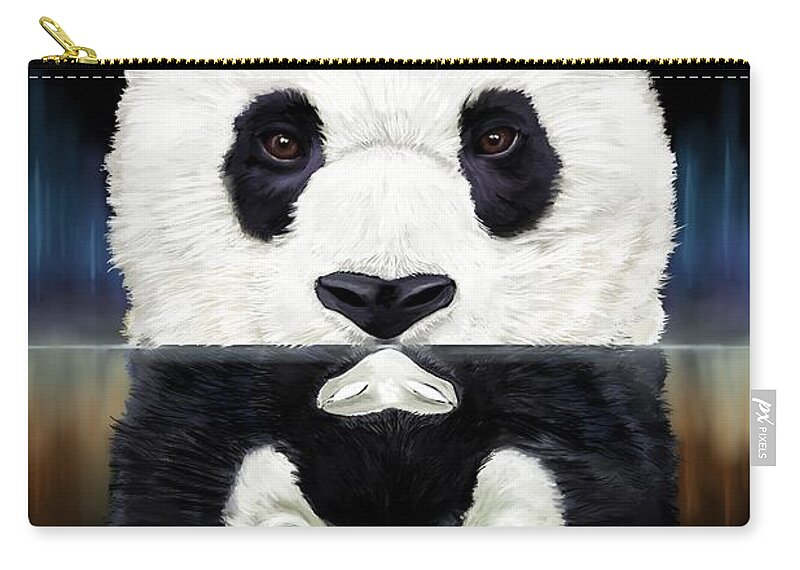 Panda Carry-all Pouch featuring the digital art Panda by Norman Klein