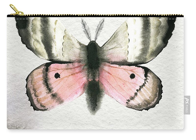 Pandora Moth Zip Pouch featuring the painting Pandora Moth by Garden Of Delights