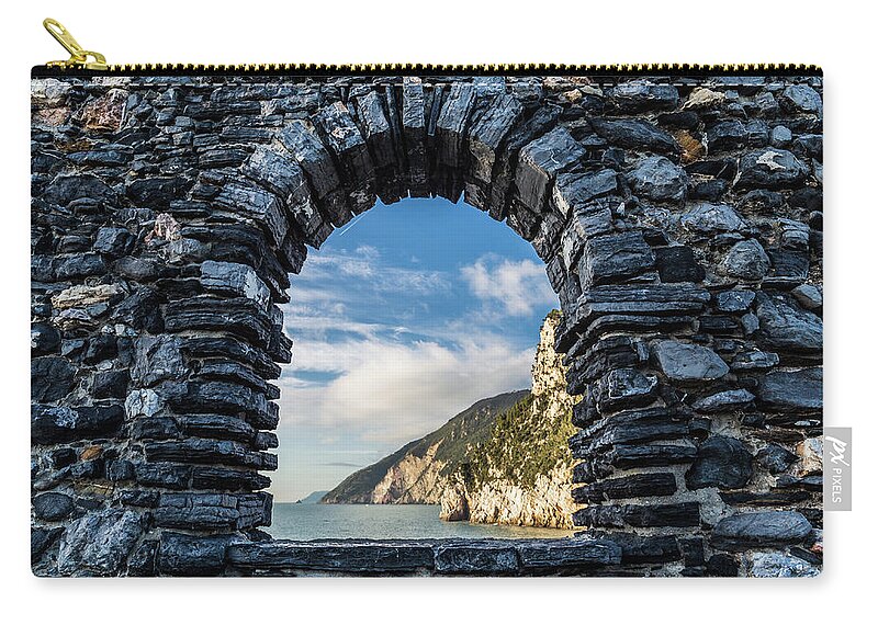 Window Carry-all Pouch featuring the photograph Panorama of Byron's Grotto in Porto Venere by Fabiano Di Paolo