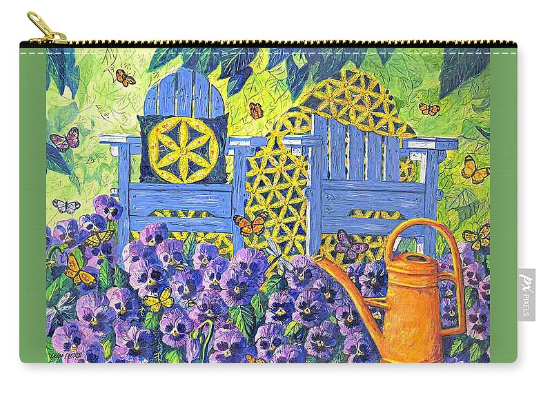 Purple Pansies Carry-all Pouch featuring the painting Pansy Quilt Garden by Diane Phalen