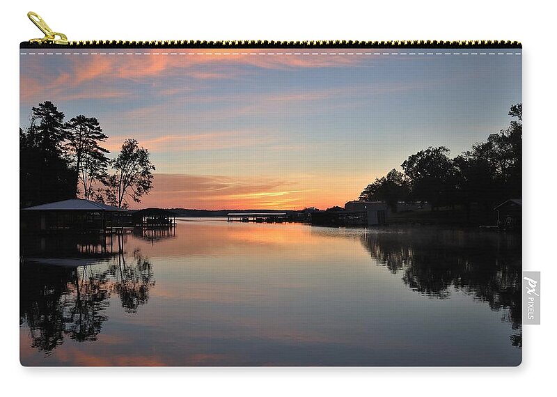 Lake Zip Pouch featuring the photograph Parentheses Cove Clouds by Ed Williams