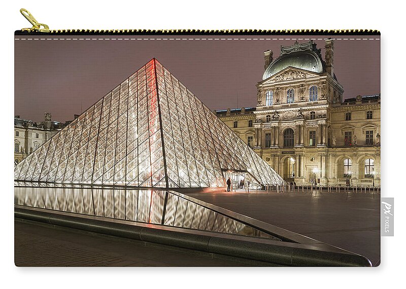 Louvre Zip Pouch featuring the photograph Paris - Le Louvre museum and pyramid 2 by Olivier Parent