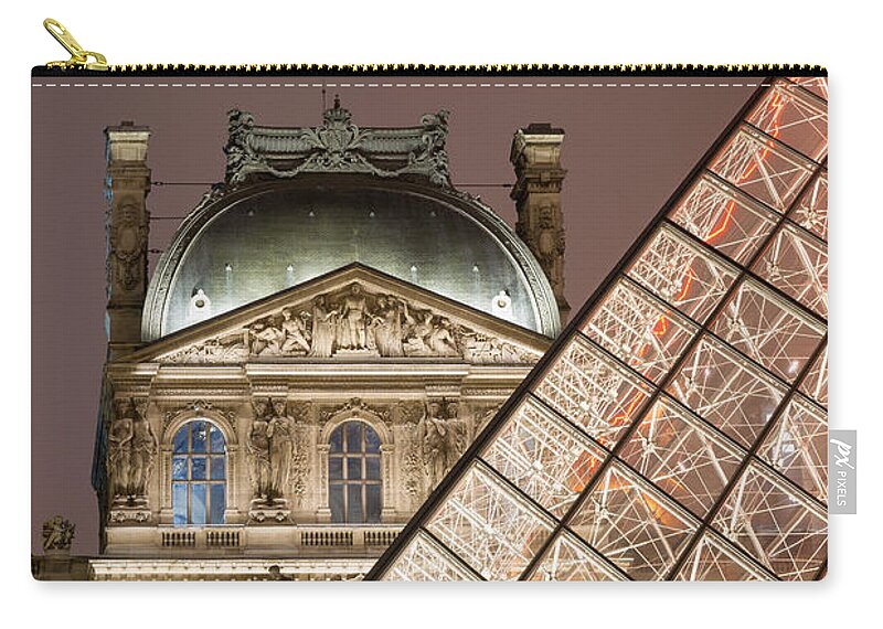 Louvre Zip Pouch featuring the photograph Paris - Le Louvre museum and pyramid by Olivier Parent