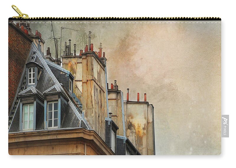 Paris Zip Pouch featuring the photograph Paris Rooftops by Karen Lynch