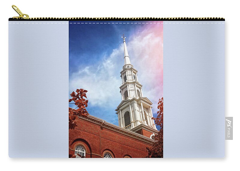 Boston Zip Pouch featuring the photograph Park Street Church Steeple Boston Massachusetts by Carol Japp