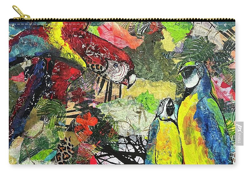 Islandart Zip Pouch featuring the painting Parrot Talk by Elaine Elliott