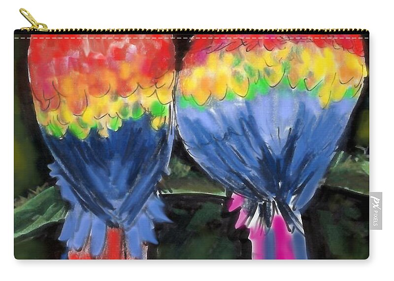 Parrot Zip Pouch featuring the painting Parrots by Kevin Middleton