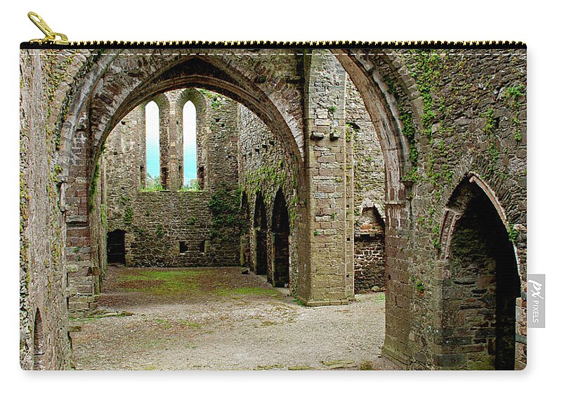 Dunbrody Abbey Zip Pouch featuring the photograph Eyes of the Past - Dunbrody Abbey, County Wexford, Ireland by Denise Strahm