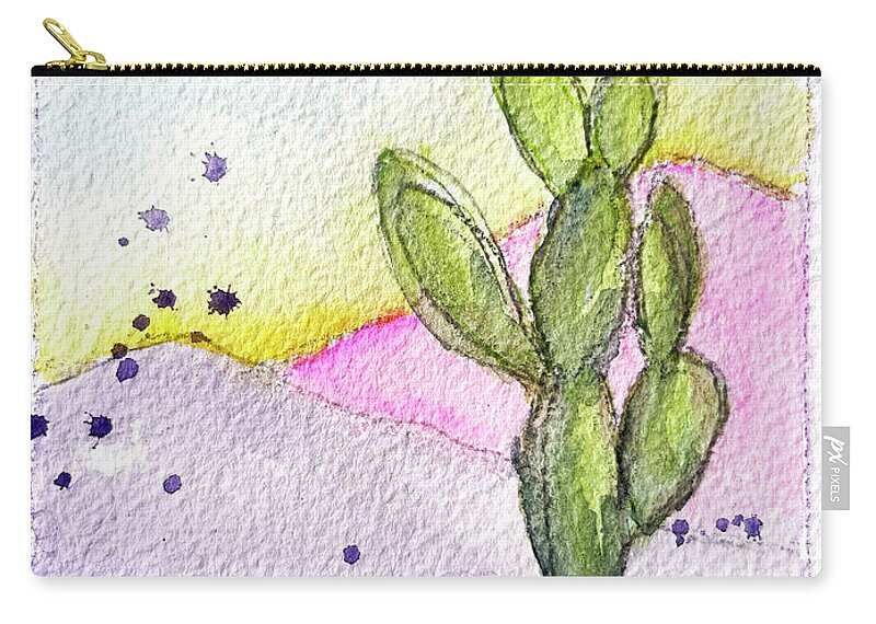 Pastel Zip Pouch featuring the painting Pastel Cactus by Roxy Rich