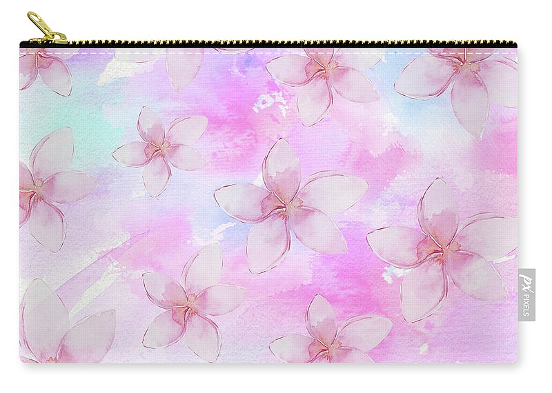 Flowers Zip Pouch featuring the digital art Pastel Plumerias by Sylvia Cook