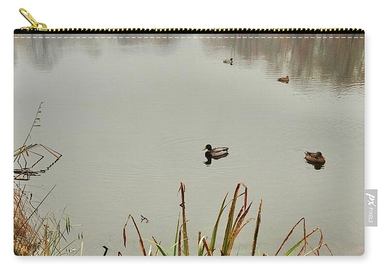 The Lake Nyc Zip Pouch featuring the photograph Pastoral NYC Lost in Fog by Judy Frisk