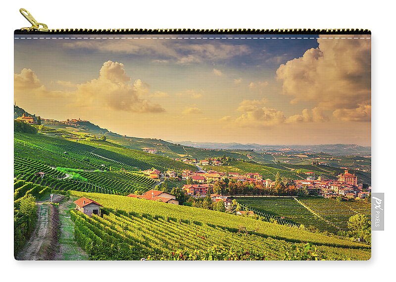 Vineyards Zip Pouch featuring the photograph Path between the vineyards. Langhe region, Barolo by Stefano Orazzini