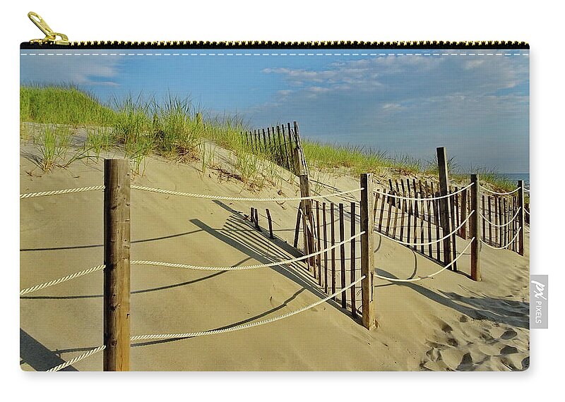Path Zip Pouch featuring the photograph Path to Mayflower Beach, Dennis, Cape Cod, MA by Lyuba Filatova