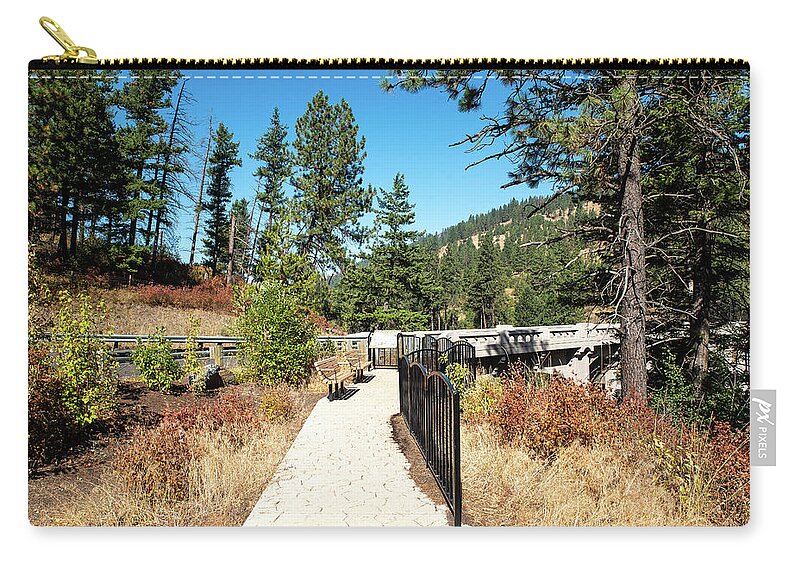 Path To The Arch Bridge Zip Pouch featuring the photograph Path to the Arch Bridge by Tom Cochran