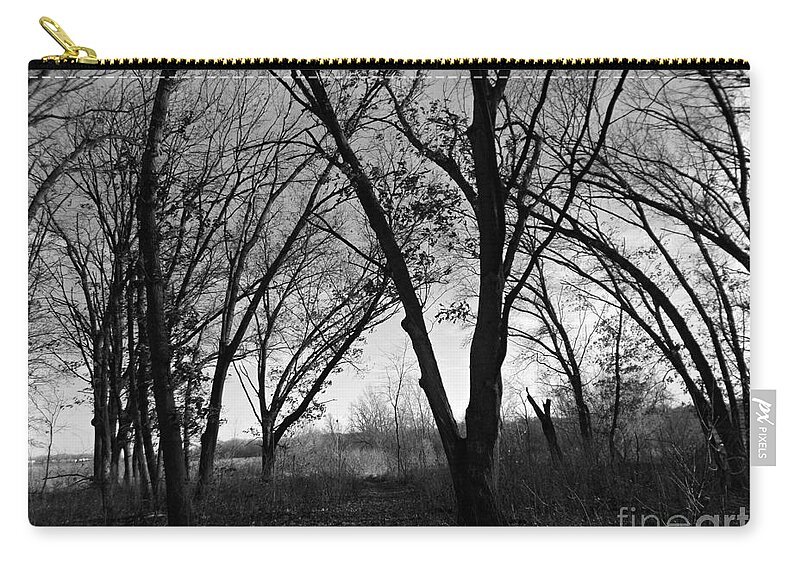Nature Zip Pouch featuring the photograph Pathway In The Winter Woods by Frank J Casella