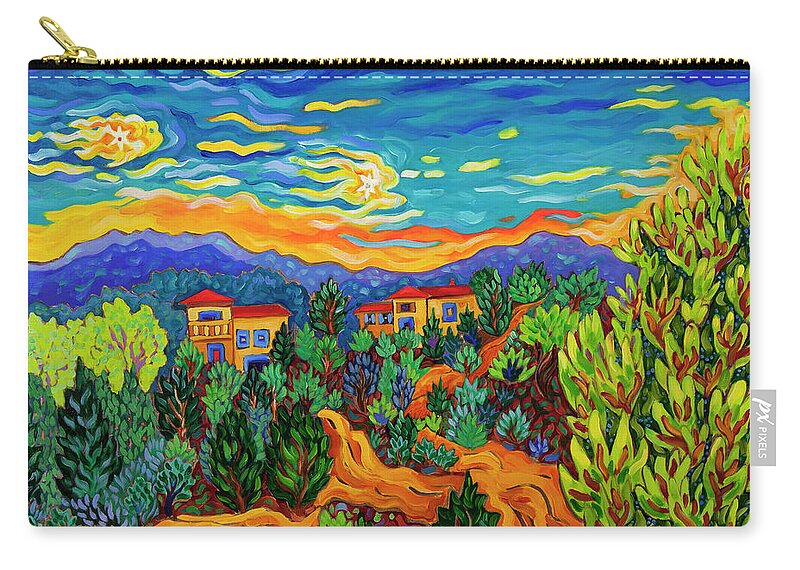 Night Scene Zip Pouch featuring the painting Pathways to Starlight by Cathy Carey