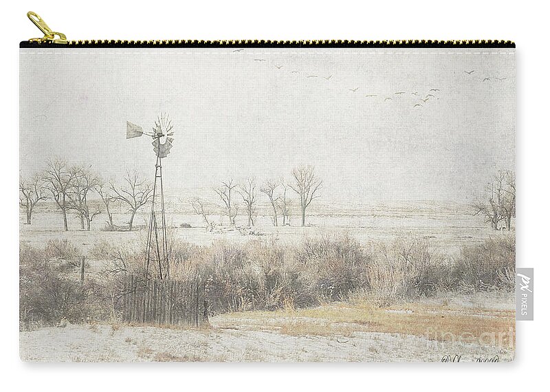 Landscape Digital Art Zip Pouch featuring the digital art Patiently Waiting for Spring by Rebecca Langen