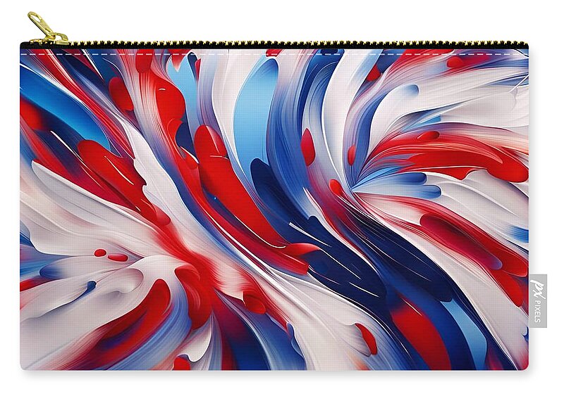 Newby Zip Pouch featuring the digital art Patriotic Abstract 2023 by Cindy's Creative Corner