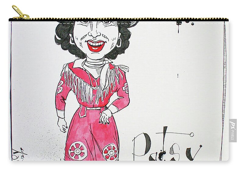  Carry-all Pouch featuring the drawing Patsy Cline by Phil Mckenney