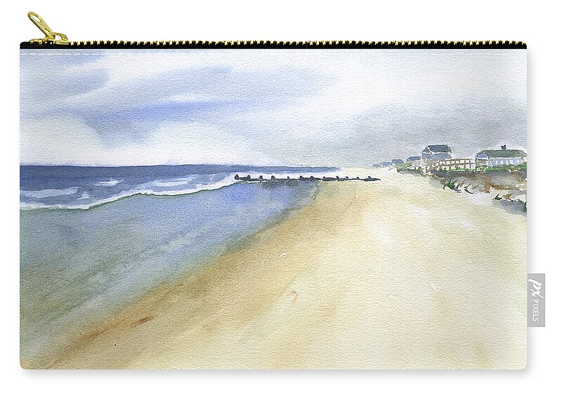Pawleys Island Cloudy Morning Zip Pouch featuring the painting Pawleys Island Cloudy Day by Frank Bright