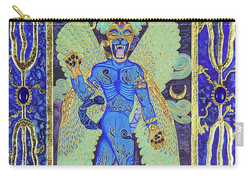 Babylon Carry-all Pouch featuring the mixed media Pazuzu the Divine Exorcist by Ptahmassu Nofra-Uaa