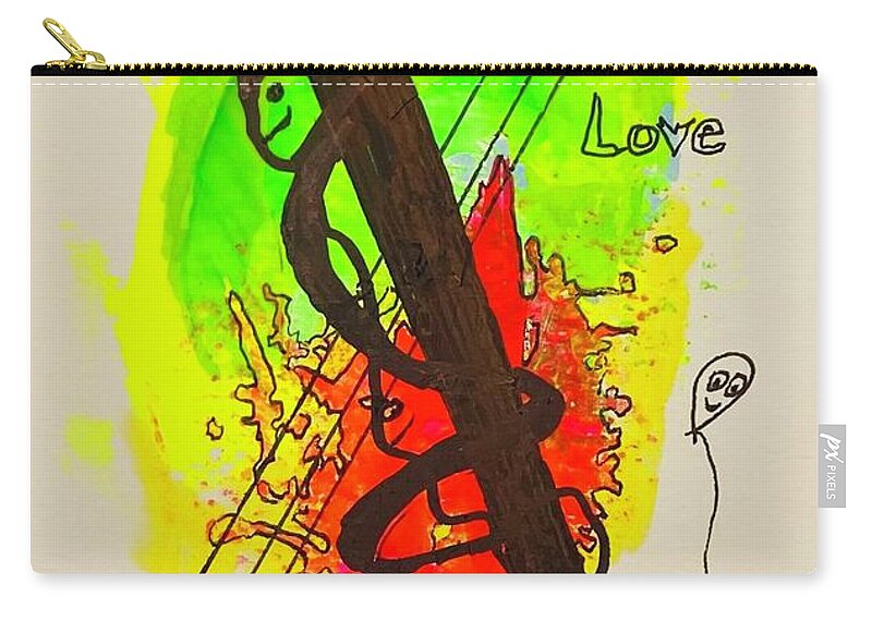  Zip Pouch featuring the mixed media Peace and Love Faces 81034 by Lew Hagood