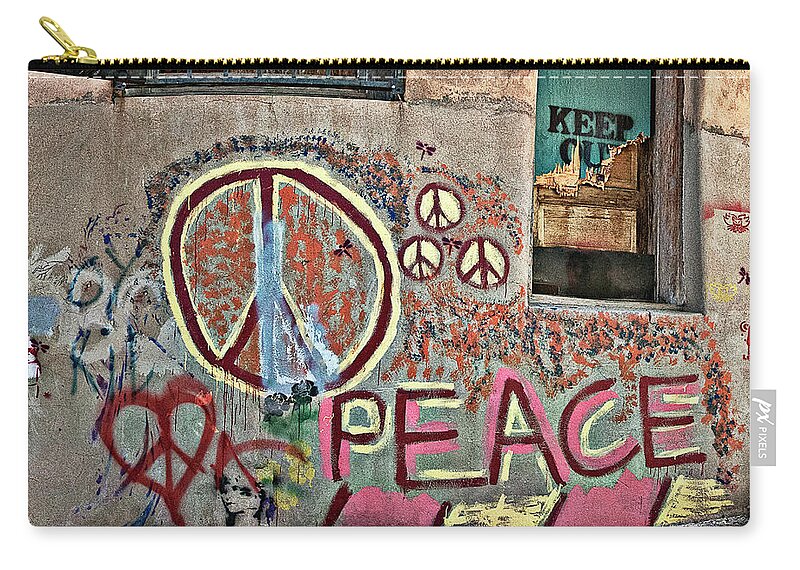 Back Alley Zip Pouch featuring the photograph Peace, Baby by Carmen Kern