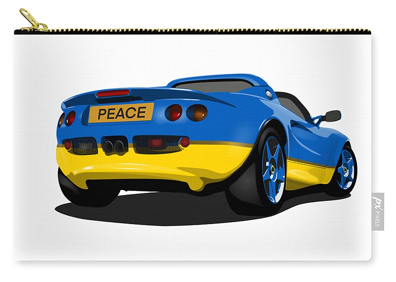 Peace Carry-all Pouch featuring the digital art Peace Please - S1 Series One Elise Classic Sports Car by Moospeed Art