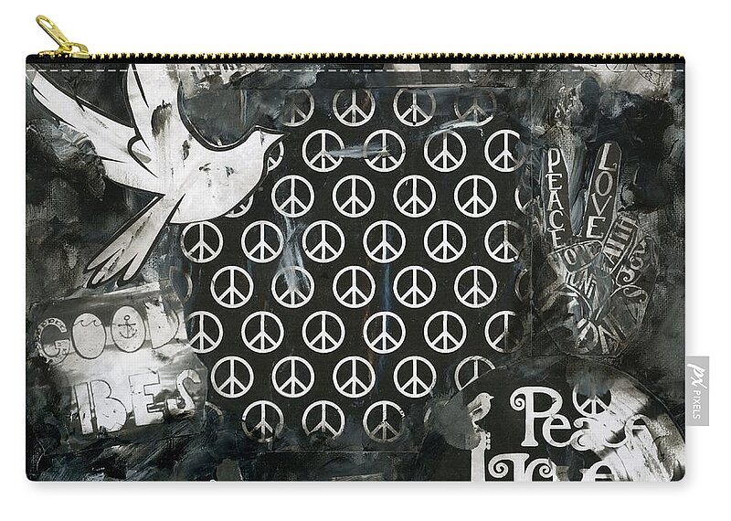 Shop Zip Pouch featuring the painting Peace Signs - Masks by Jamie Hoffman