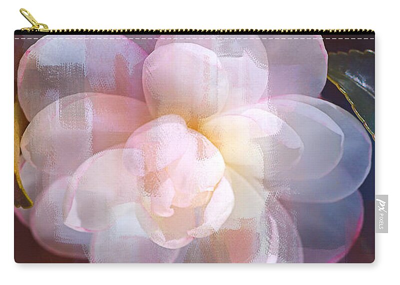 Peaceful Camellia Zip Pouch featuring the digital art Peaceful Camellia by Joy Watson