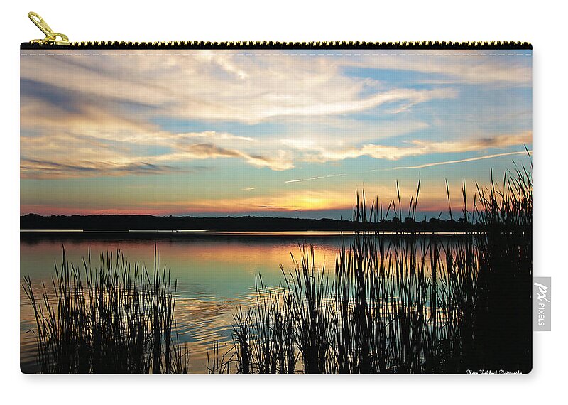 Lake Sunset Carry-all Pouch featuring the photograph Peaceful Sunset by Mary Walchuck
