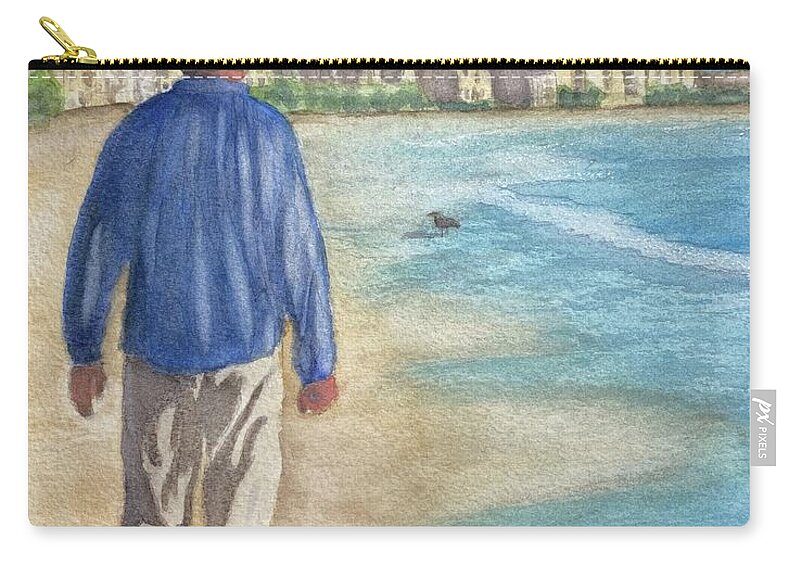 Beach Zip Pouch featuring the painting Peaceful Walk at Siesta Key by Sue Carmony