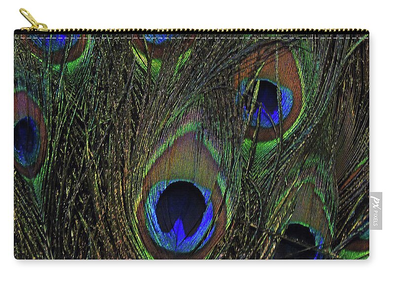 Peacock Zip Pouch featuring the photograph Peacock Feather Art 3 by D Hackett