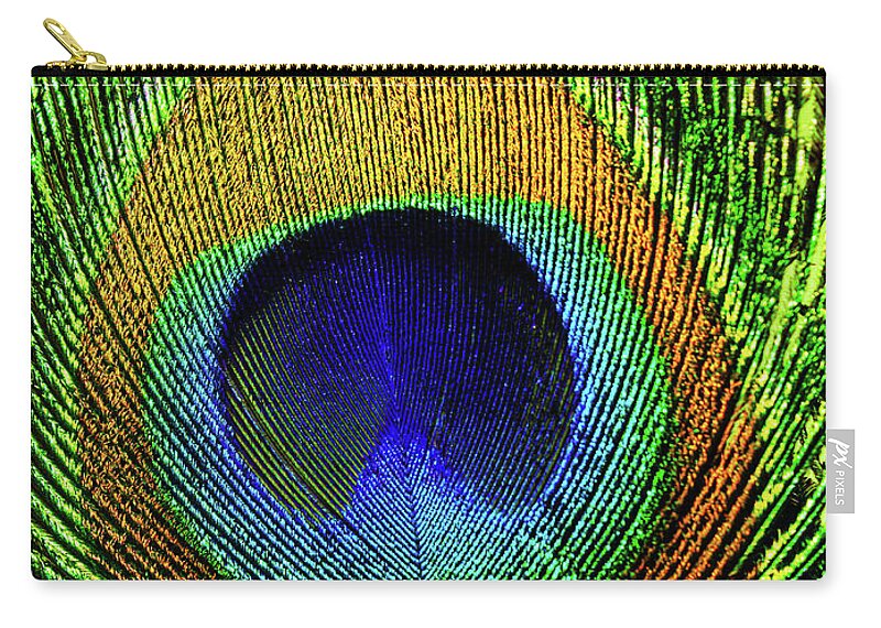 Peacock Zip Pouch featuring the photograph Peacock Feather Eye in Close-up by Charles Floyd