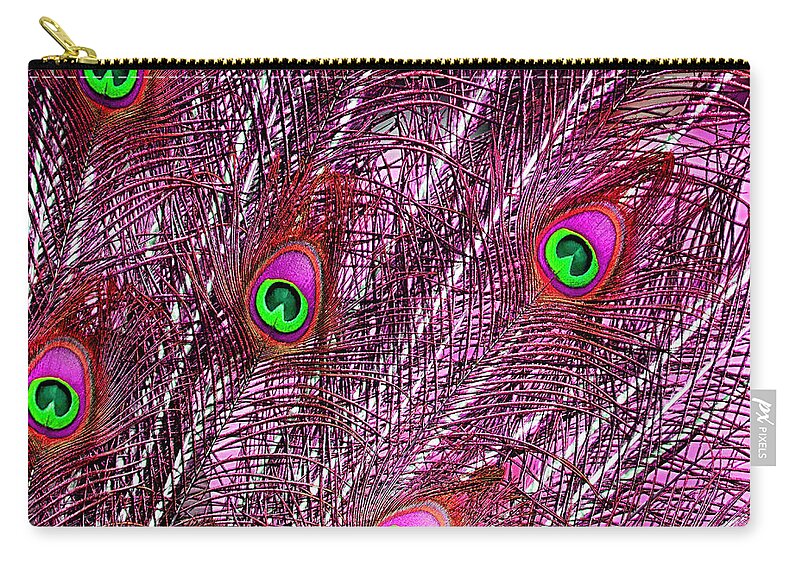 Feather Zip Pouch featuring the photograph Peacock In Pink by World Art Collective