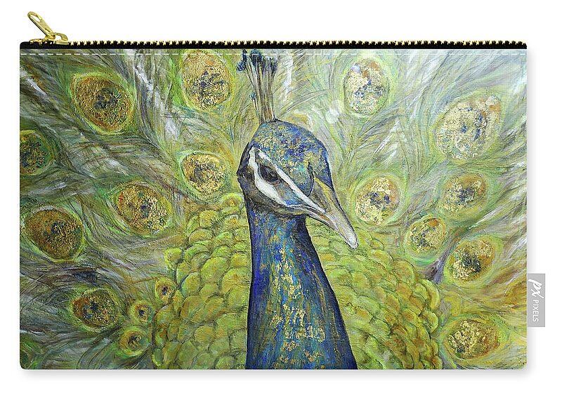Peacock Zip Pouch featuring the painting Peacock by Koro Arandia