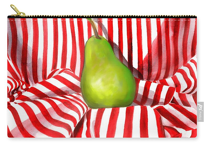 Pear Zip Pouch featuring the mixed media Pear by Seema Z
