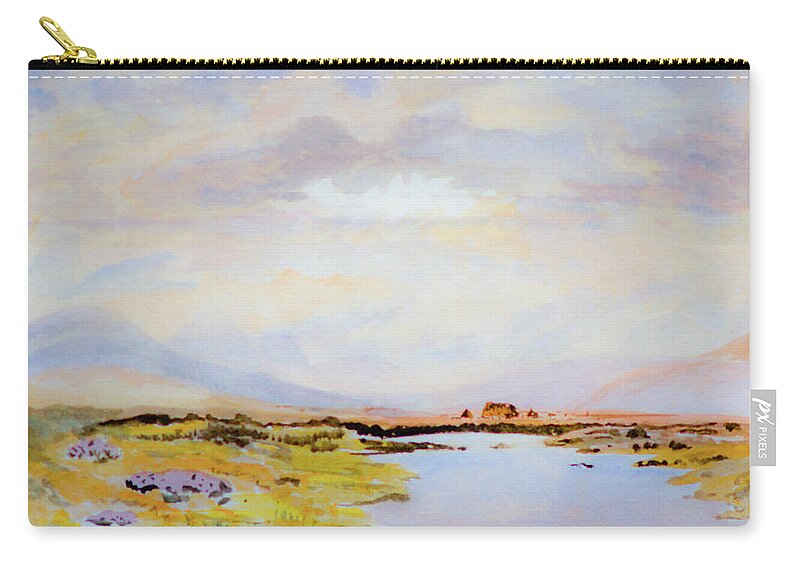 Peat Bogs Zip Pouch featuring the painting Peat Bogs of Connemara by Rob Hemphill