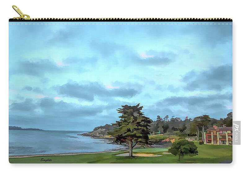 Golf Zip Pouch featuring the photograph Pebble Beach Golf Links 18th Green by Floyd Snyder
