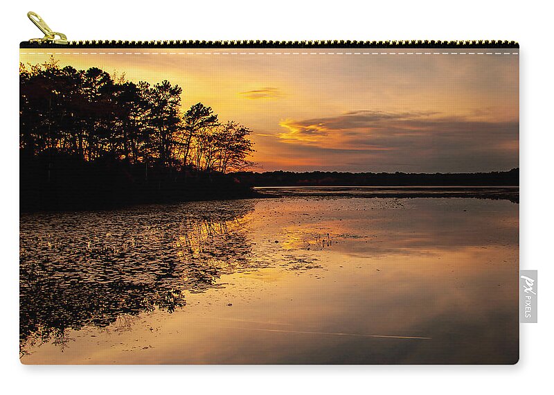 Sunset Carry-all Pouch featuring the photograph Peconic Sunset by Cathy Kovarik